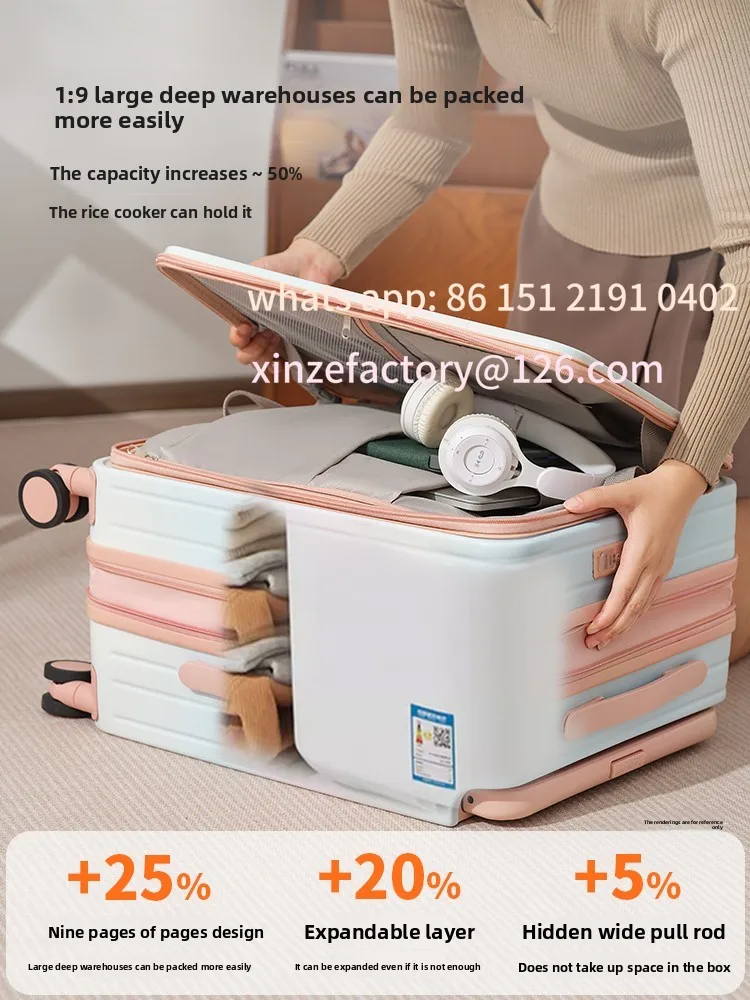 

Customizable Spacious Side Opening 24 Inch 2025 New Expandable Wide Handle Carry-On Travel Luggage Multi-Purpose Ro