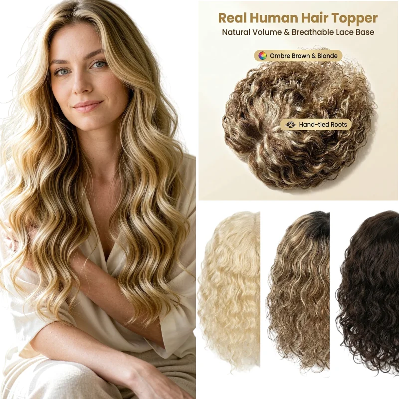 100% Human Hair Hairpiece Swiss Lace 13x14cm 12inch Water Wave Handmade Color #613 P8-613 7-10Days Ship