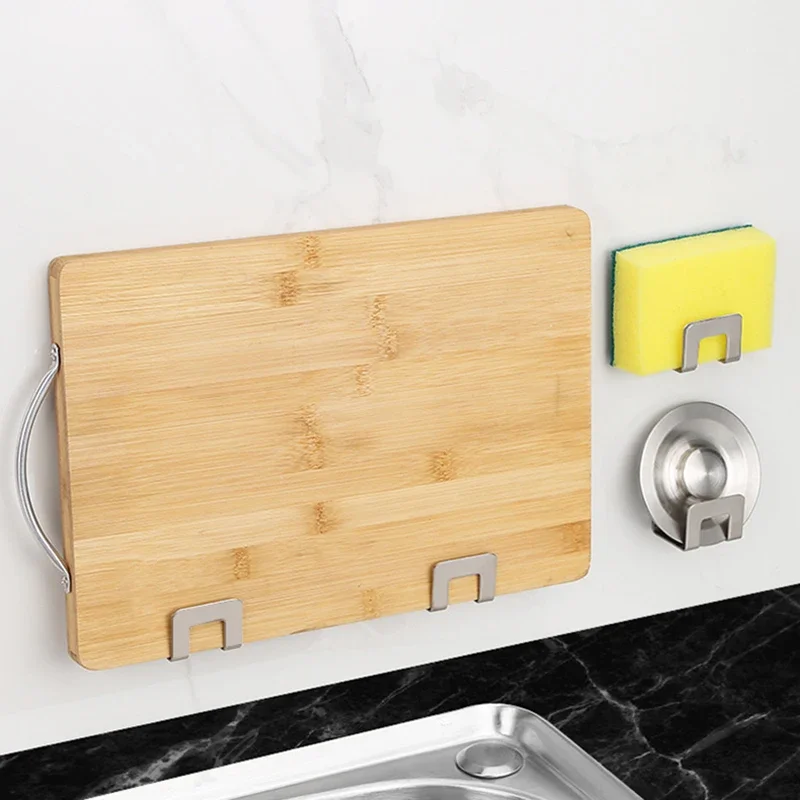 Stainless Steel Sink Tray Drainer Rack Kitchen Sink Sponge Holders Self Adhesive Hook Storage Holder Kitchen Wire Rag Organizer