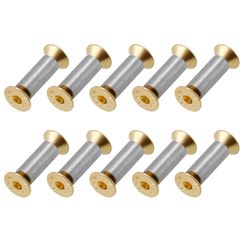 ABJN-40 paquetes de tornillos para mango de cuchillo, remaches, pernos, sujetadores, tornillos de cabeza plana hexagonal dorados, tornillos para hacer cuchillos
