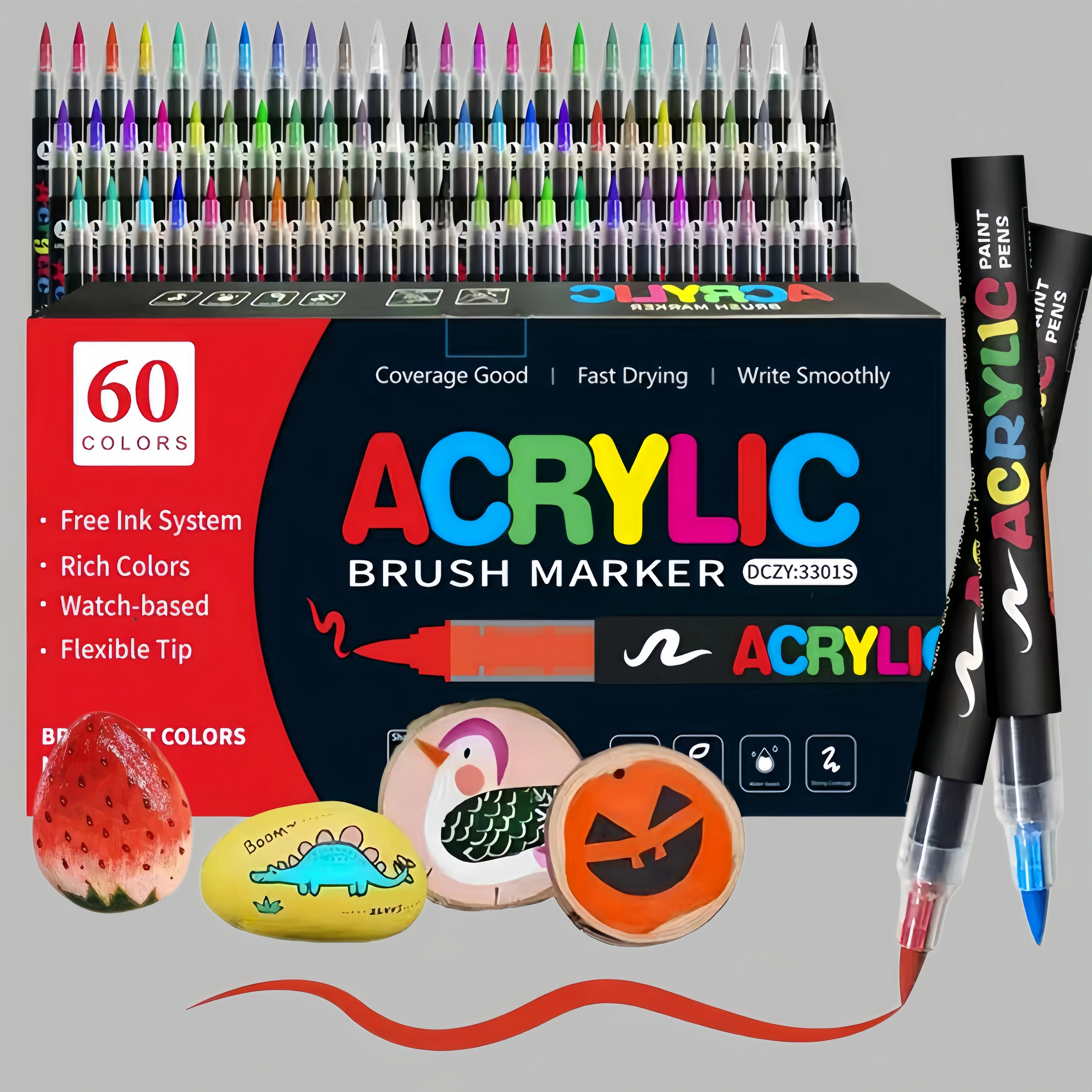 12-72 Colors Professional Acrylic Art Markers Pen Set,Painting On Stone,Wood,Ceramic,Metal,Glass,Gift For Student And Friend