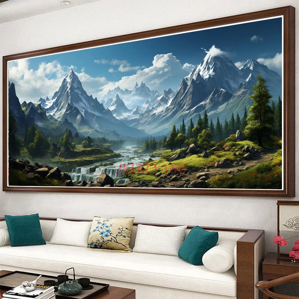 DIY Diamond Painting Cross Stitch Kit Snowy Mountains Rivers And Forests Diamond Mosaic New Collection 2024 Home Decor Gift