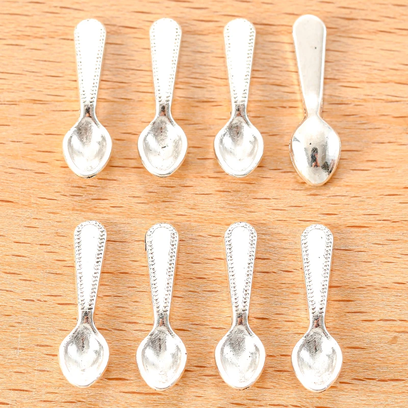 50pcs 4 Colors Mini Alloy Spoon fork Dining knife Charms DIY Jewelry Findings For Clothing accessories Making 19*5mm J492