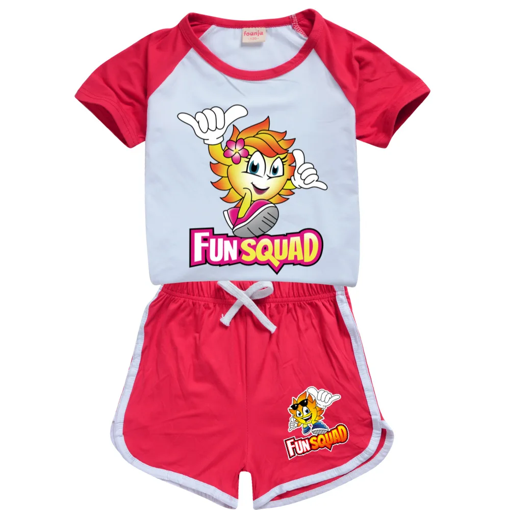 New Summer Kids Fun Squad Gaming Print Clothes Girls BoyS Short Sleeve Top+Shorts 2Pcs/Sets Casual Sportswear Child Tracksuits