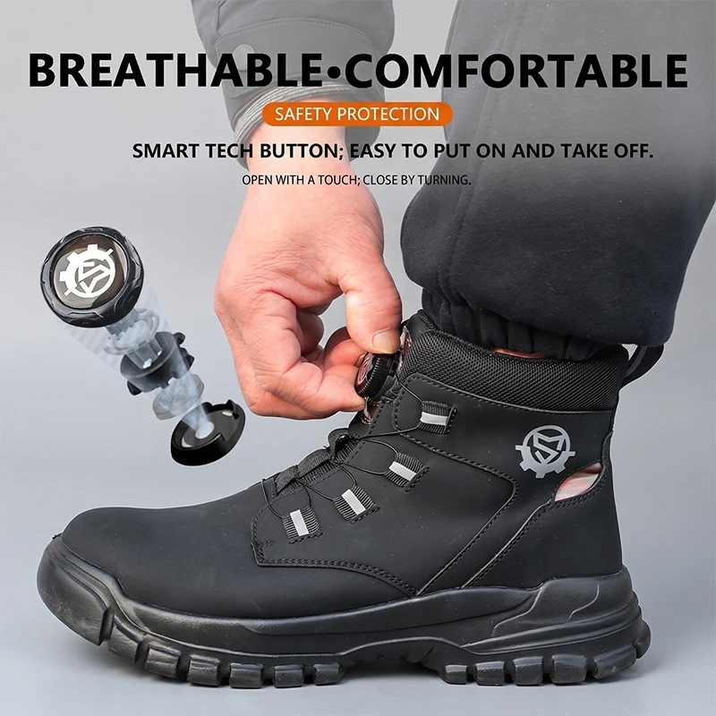 Furniture, Horticulture, Agriculture Lazy Knob Buckle Anti Smashing and Anti Piercing Safety Shoes, Work Shoes, Protective Shoes