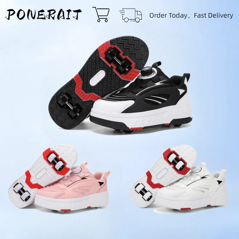 

Four-Wheel Trendy Rotating Buckle Roller Skates, Breathable Mesh Wheel Shoes, Deformed Skates, One Shoe, Two Uses