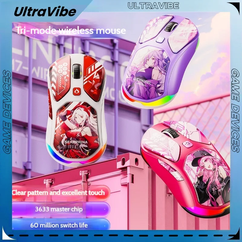 Anime Wireless Tri-Mode Mouse Hot Sublimates 2.4g Bluetooth Connection Game Office Universal Macro Programming Cartoon Mouse