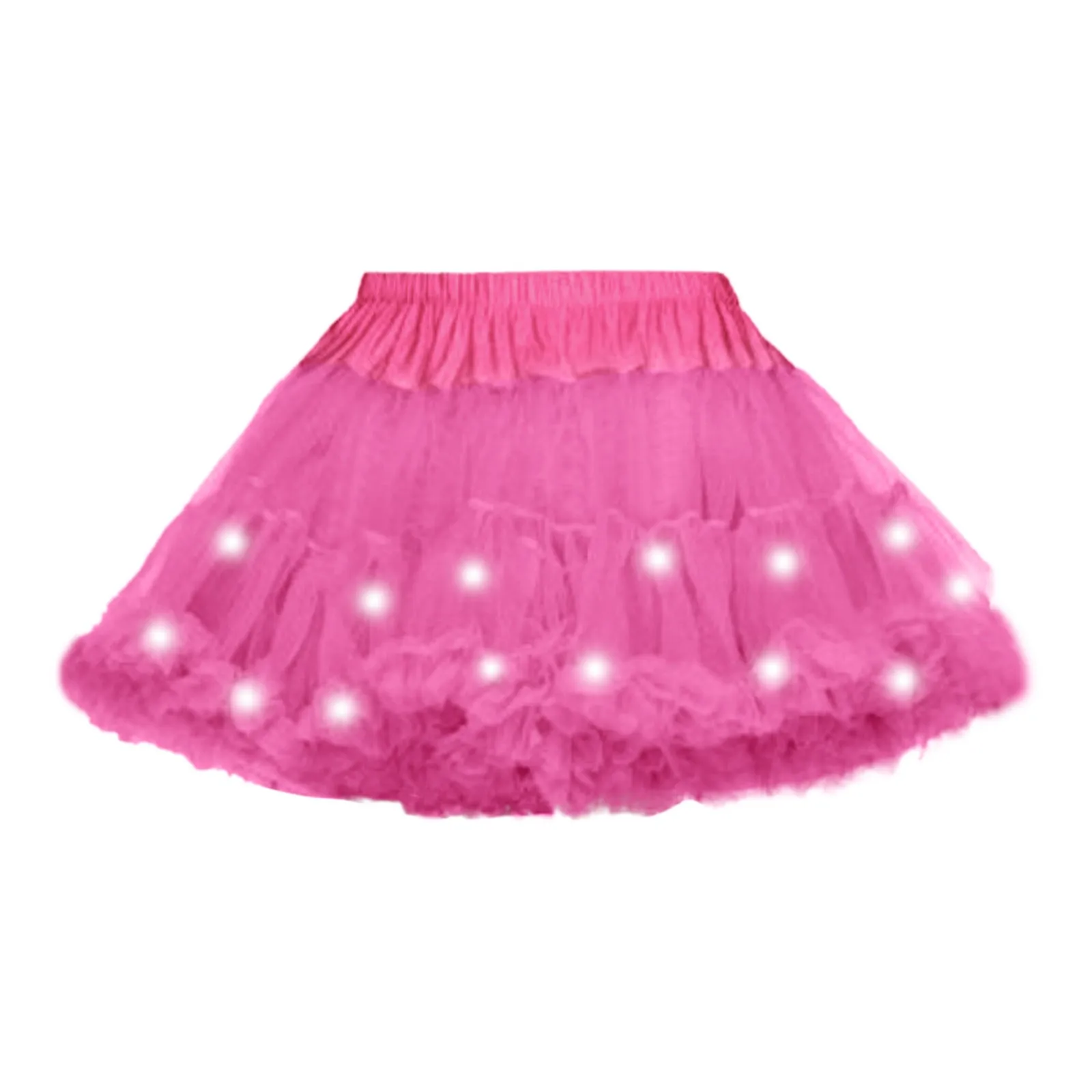 Women's Tutu Skirts Led Light Carnival Party Costume Petticoat Layered Skirt Solid Color Stage Performance Dancing Mini Dress