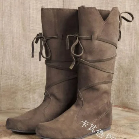 Mittelalterliche Retro Nordische Krieger PU-Lederstiefel für Männer und Frauen, Ritter-Cosplay-Stiefel, Karneval Renaissance Party Fancy Anime Schuhe 2026 – Detail 5
