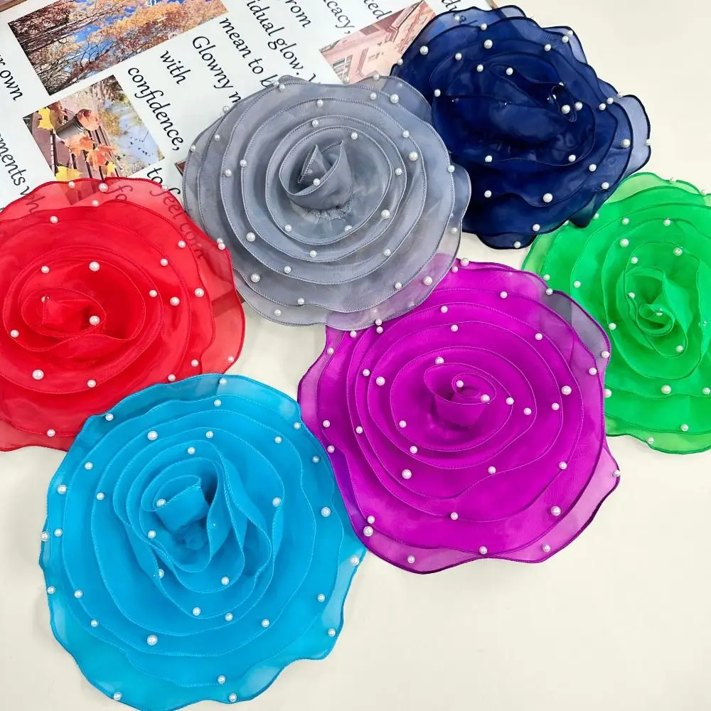 

Cute 3D Organza Fabric Rose Flowers Patch Artificial 26.5cm Chest Flower Wedding Dress Neck Decoration Brooch Accessories
