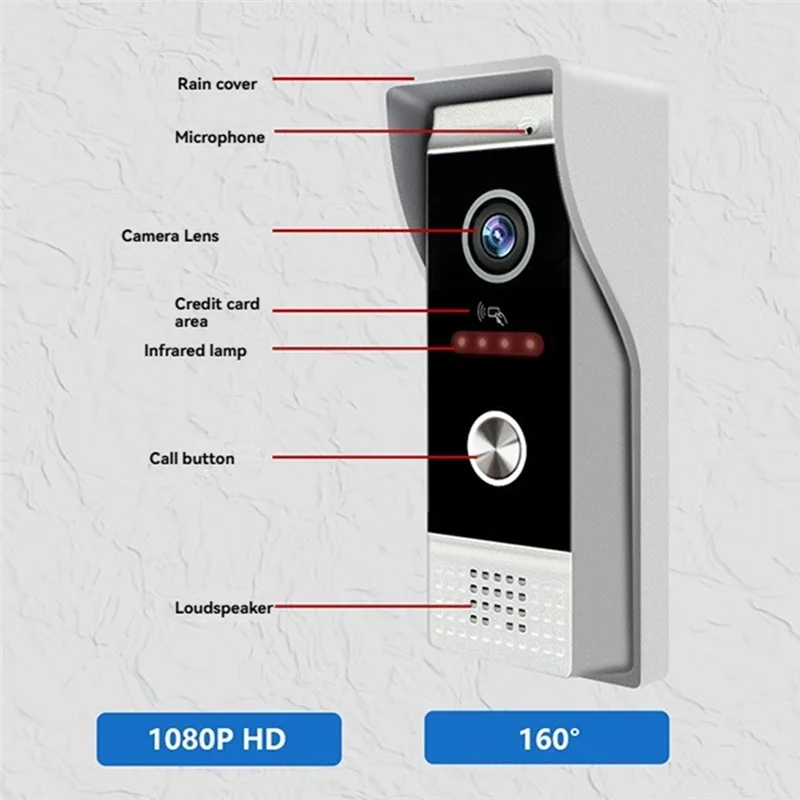 ABGR-جرس باب يتضمن شاشة عرض فيديو شقة الاتصال الداخلي 7In نظام مراقبة اللمس الكامل TUYA Wifi المنزل فيديو إنترفون باب الهاتف أطقم