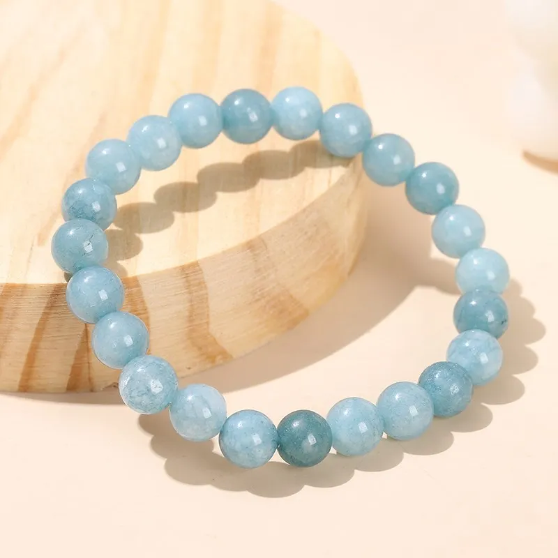 JD Natural Stone Aquamarine Dyed Color Bead Bracelets Women Charm Reiki Healing Energy Balance Strand Bangles Girls Jewelry Gift