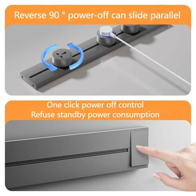 Track Socket With Switch Kitchen Wall Outlet EU US UK Universal Standard Round Romovable Adapter Plug Electrical Socket With USB