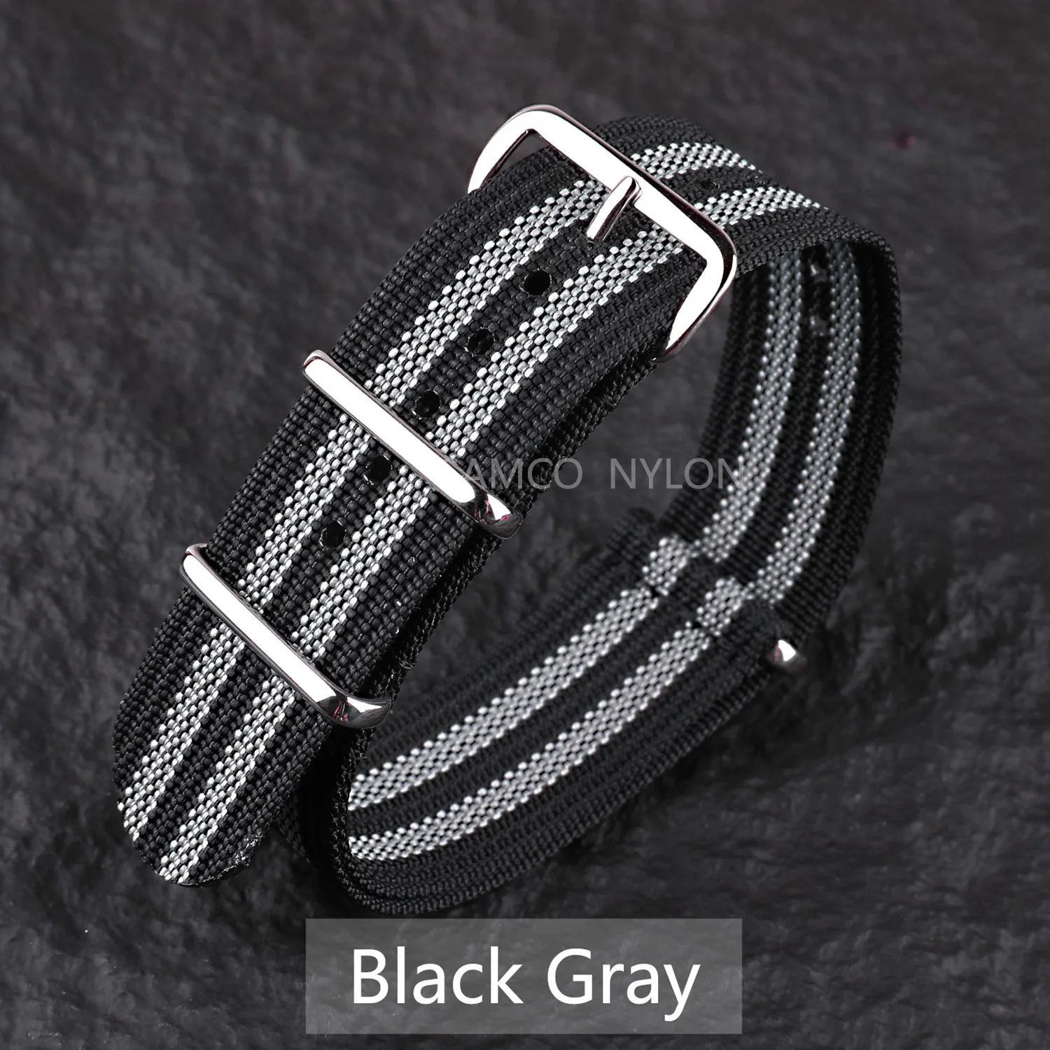 Geripptes Nylon-Uhrenarmband, 18 mm, 20 mm, 22 mm, bequeme Uhrenarmbänder, Schlaufe, militärisch, waschbar, für Herren-Uhrenarmbänder – Detail 20