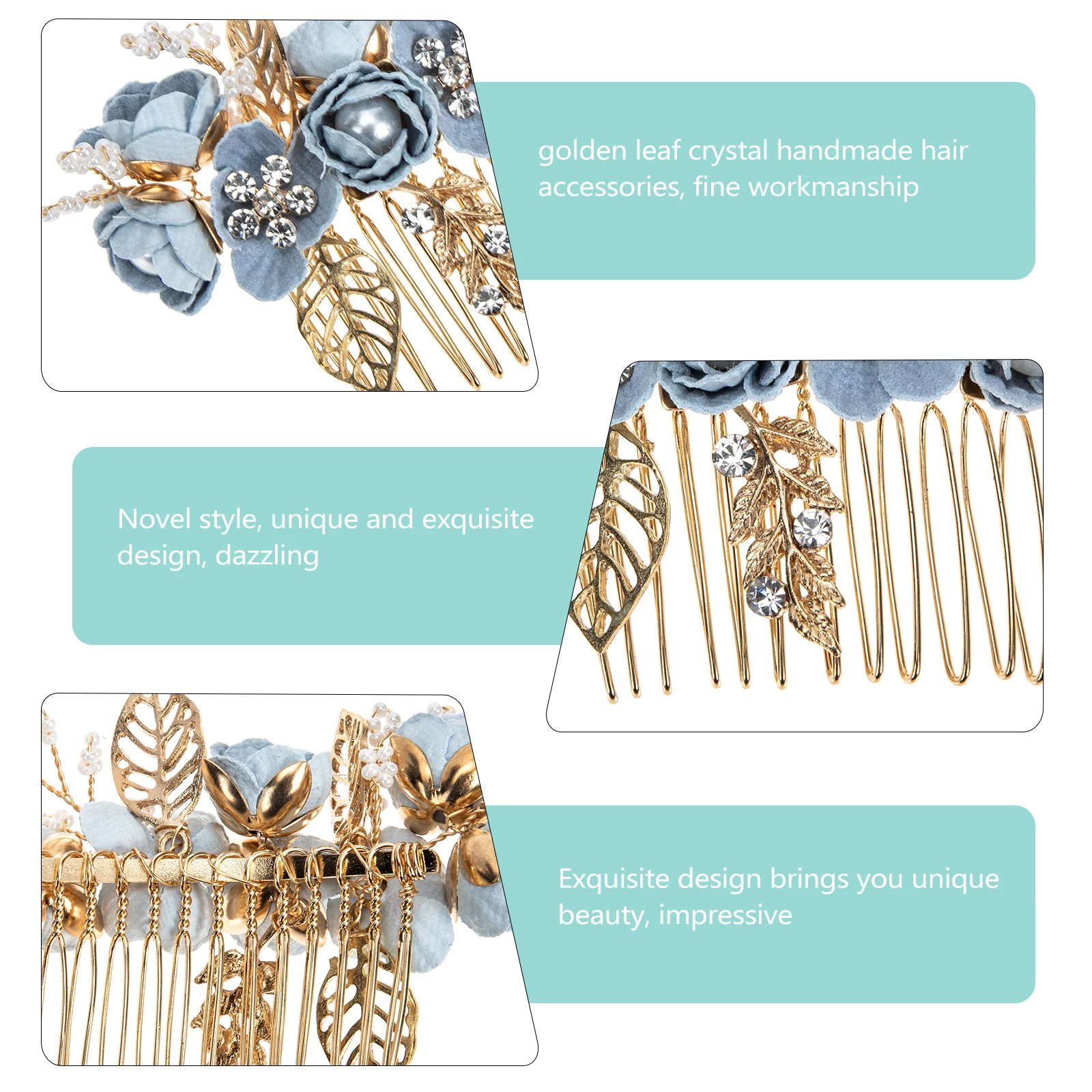 

Flower Head Hairpin Anniversary Gift Comb Bridal Headpiece Artificial Wedding Headdress Accessories for Bride Alloy Lightweight