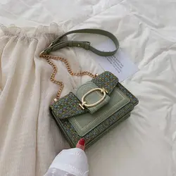 New Fashion Chain Women's Bags Large Capacity Sewing Thread Splicing Retro Female Bag All-match Single Shoulder Stripe Small Bag