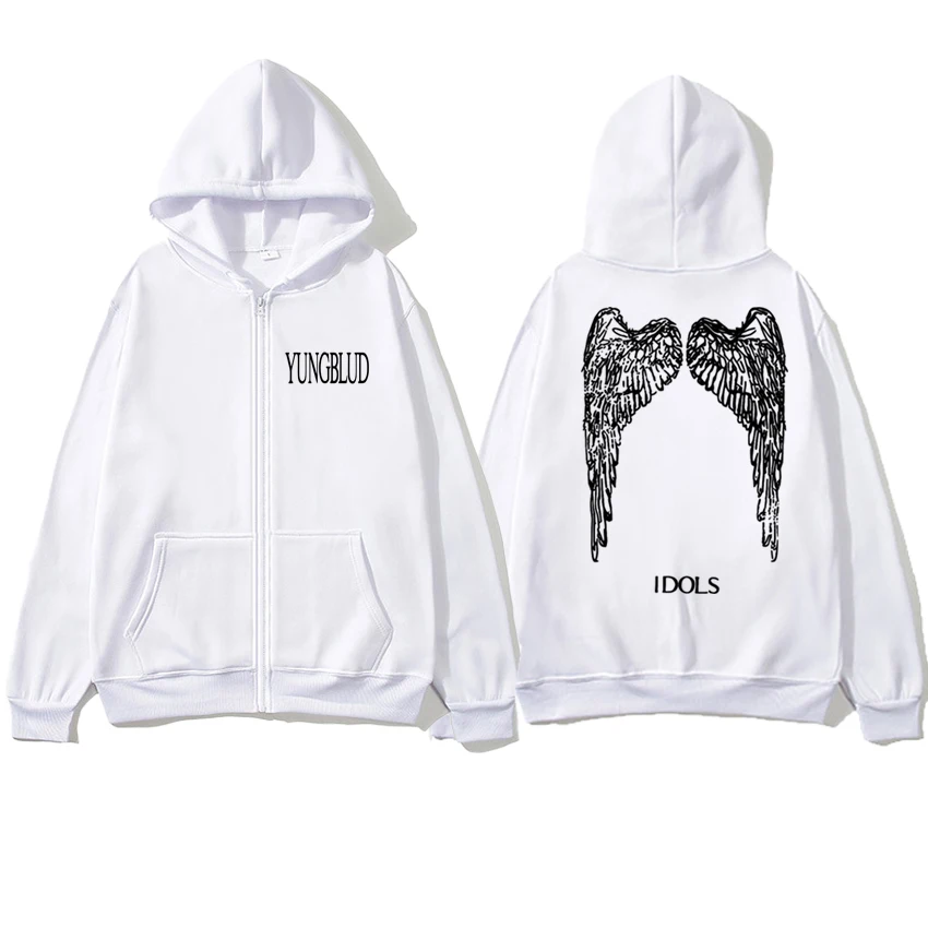 High Quality Idols Wings punk Grunge streetwear Men women YUNGBLUD vintage Zipper Hoodies Unisex Fleece Long sleeve Jacket Coat