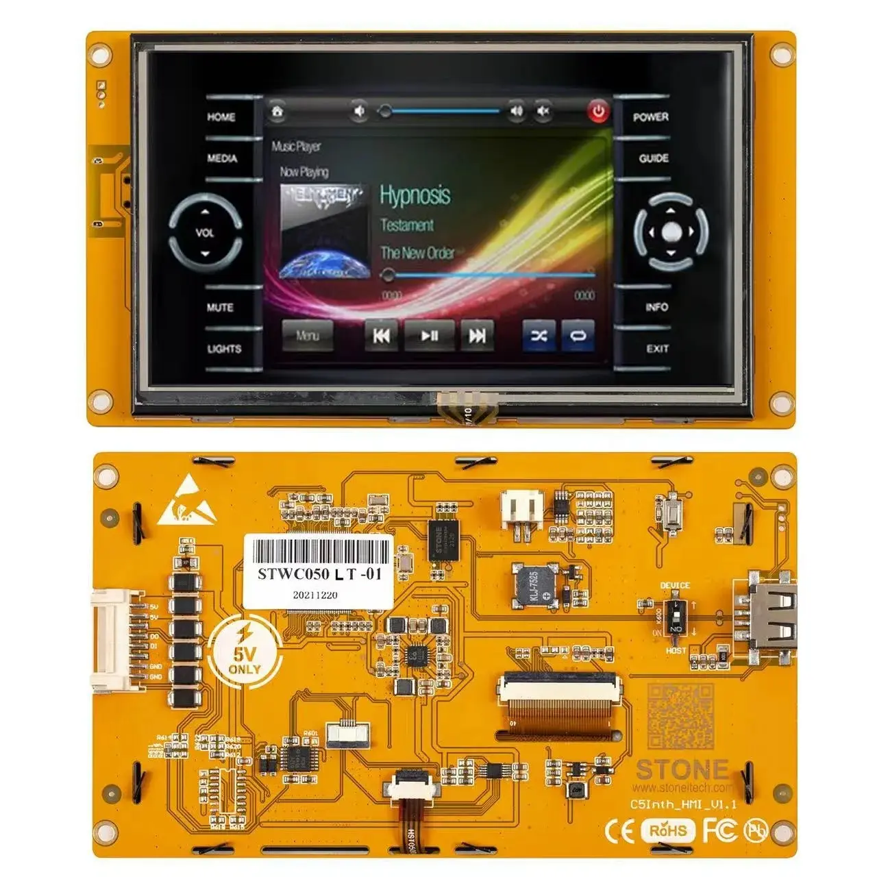 

5.0 TFT HMI Driver passed CE/RoHS/FCC/ISO9001 International Certification and 24 hours Aging Testing offer professional