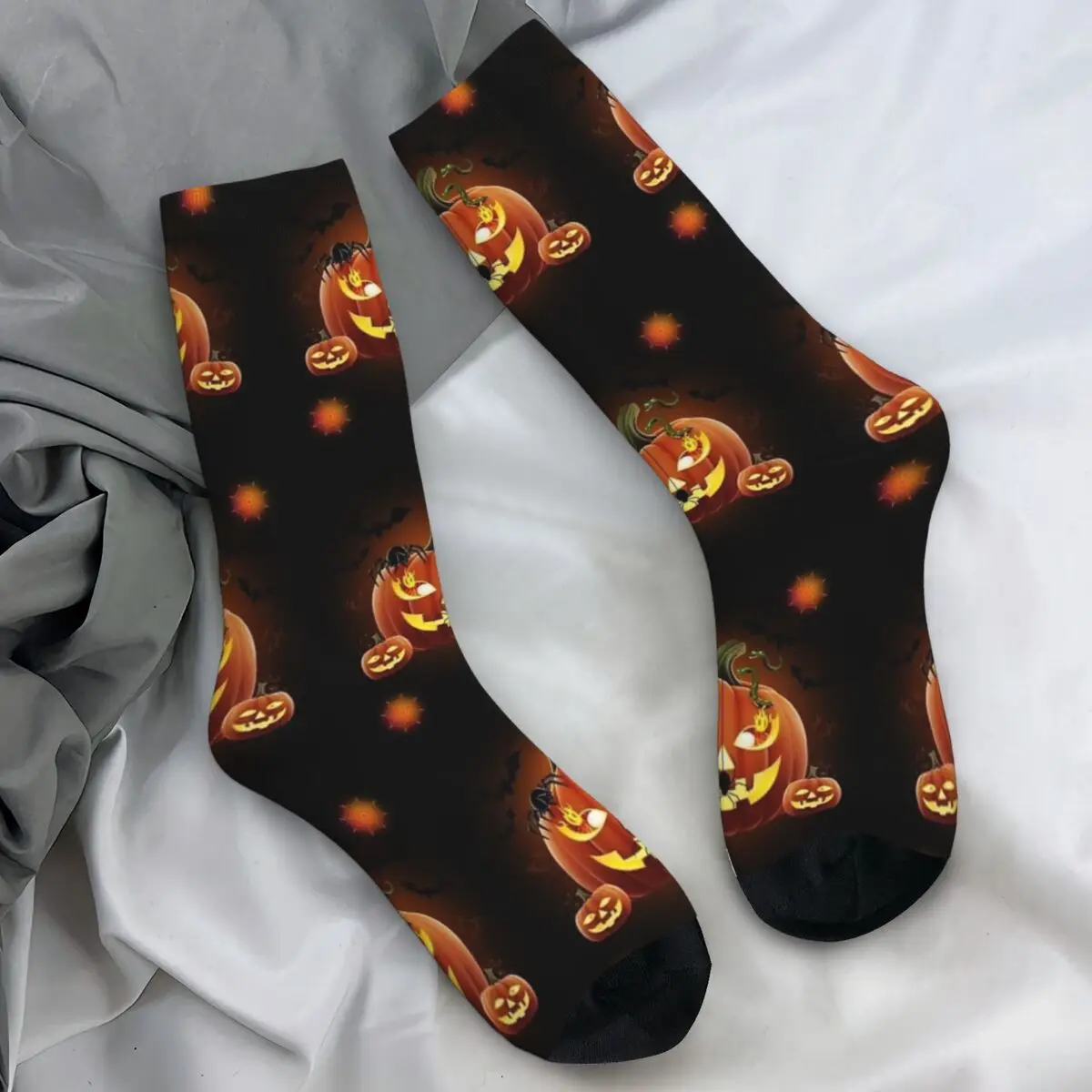 Halloween Pumpkin With Cobwebs Stockings Men Socks High Quality Gothic Socks Autumn Running Anti Bacterial Printed Socks Gift