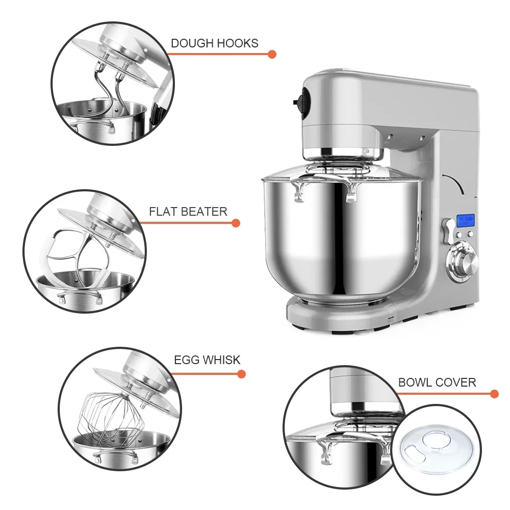 Die-Cast Model Home Stand Mixer High Power Capacity 1500W 10L Double Hook Cake Bread Dough Mixer