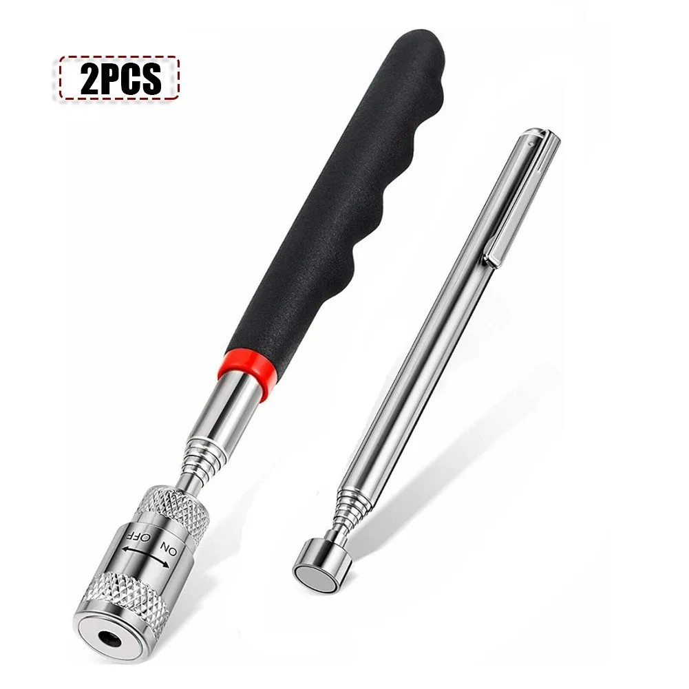 2Pcs Magnet Pickup Tool Metal Rod Portable Rubber Grip Telescoping With LED Light 1.5lb & 10lb Practical Hot Sale