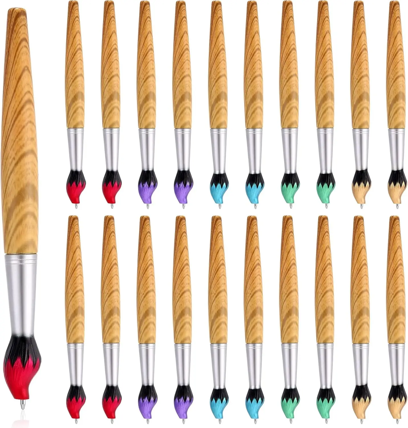 

20 Pieces Paintbrush Pen Bamboo Brush Shape Ballpoint Pen for Art Activities School Stationery and Party Gifts