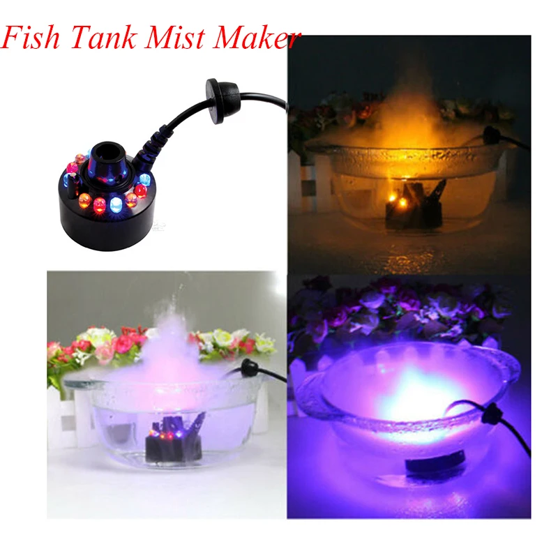 

12 LED Colorful Light Ultrasonic Mist Maker Fogger Fog Water Fountain Pond Atomizer Air Humidifier Garden Outdoor Sprayer Tools