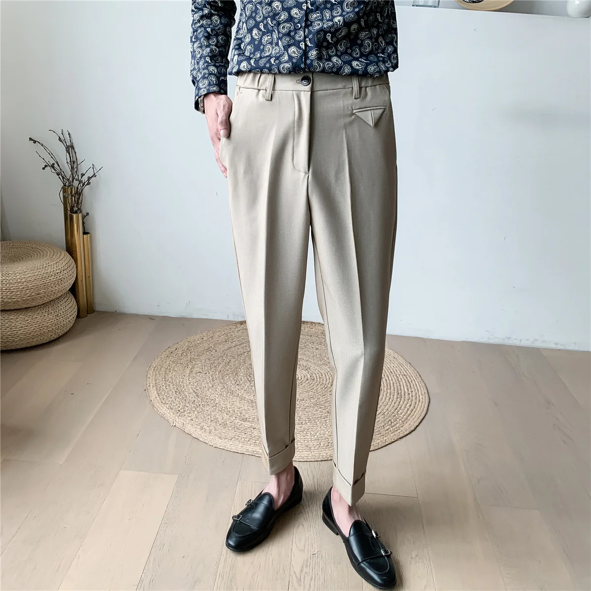 Color 6 New Mens Formal Pants Pantalon Costume Trousers Slim Fit Casual Autumn 2022 British Pants Trend Mens Dress Pants Khaki