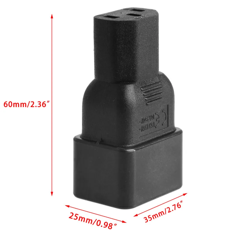 IEC 320 C13 to C20 อะแดปเตอร์ C13 to C20 ปลั๊กแปลงอะแดปเตอร์ IEC ปลั๊กอะแดปเตอร์แปลงสีดำ
