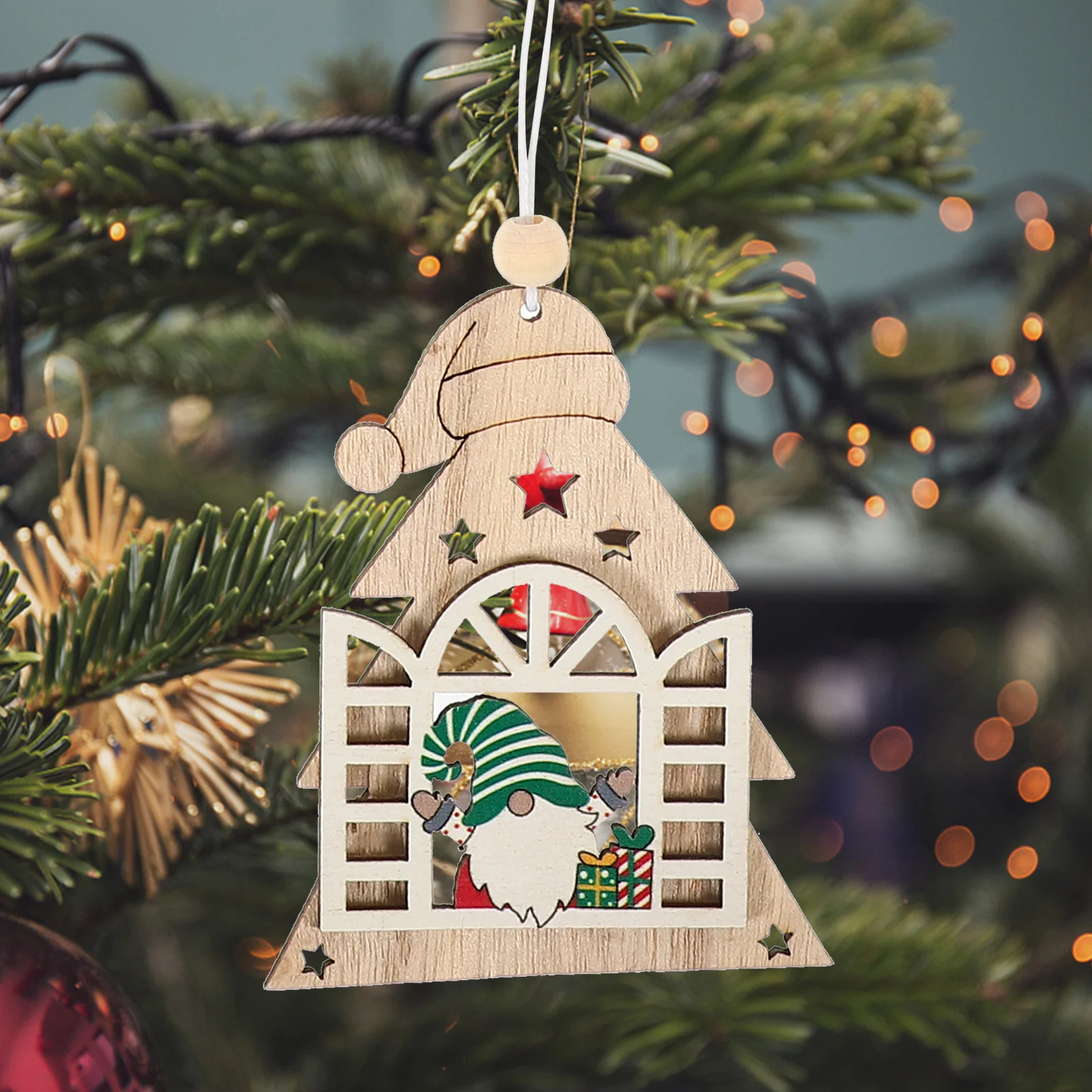

12Pcs Christmas Tree Pendants Exquisite Detail Wooden Ornaments Holiday Decor Xmas Party Christmas Ornaments
