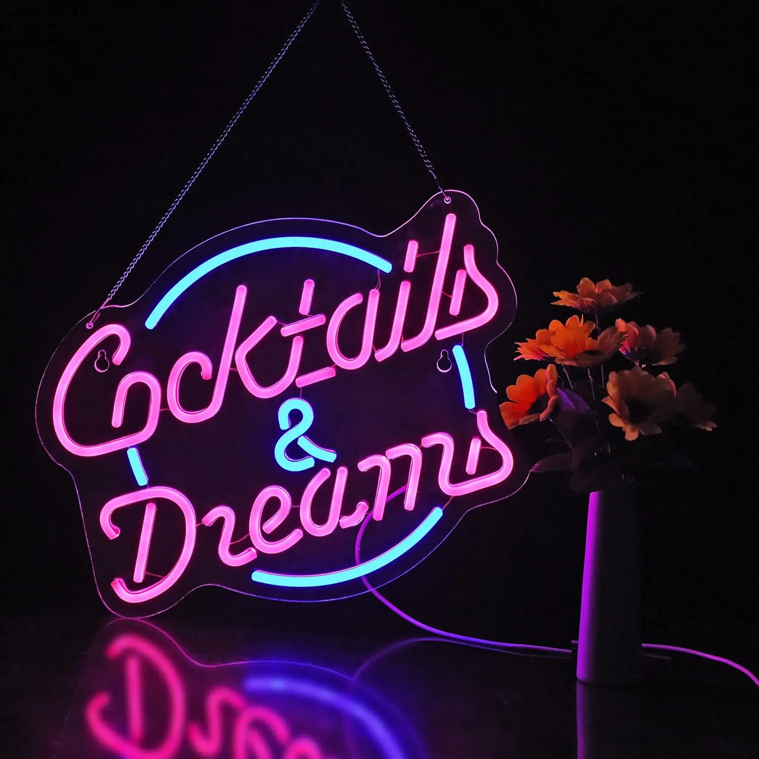 

Cocktails and Dreams Neon Sign USB Powered LED Neon Lights for Beer Bar Restaurant Hotel Party Decor Business Art Wall Light