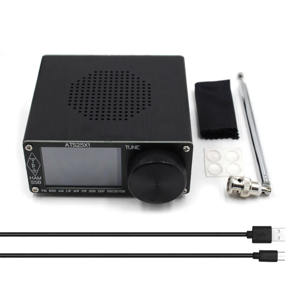 Imagem -03 - Receptor de Rádio com Touch Lcd Antena Whip Bateria Cabo Usb Alto Falante Atualização fm lw mw sw Ssb Ats25x1 Ats25x1 Si4732 24