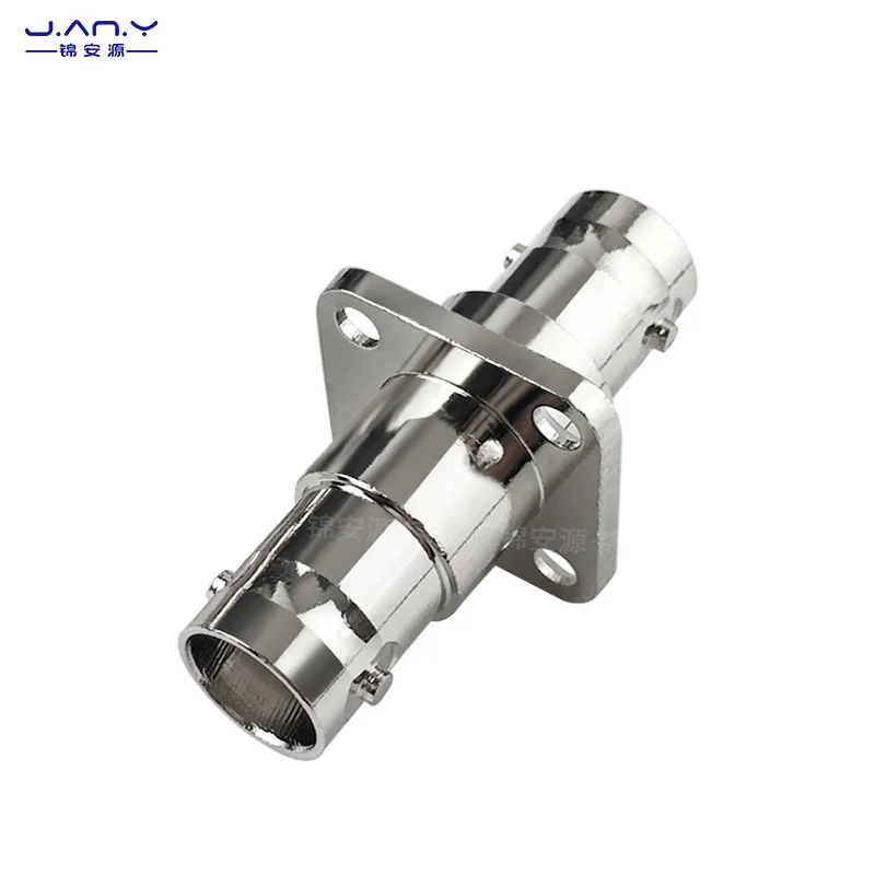 Pure copper BNC female to female straight two-way adapter Q9 coaxial with four hole waterproof flange panel fixed connector