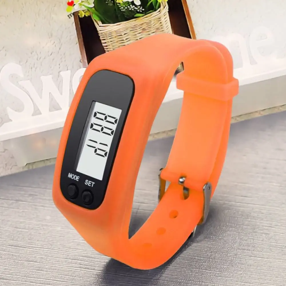Fitness Tracker Wrist Watch Pedometer LCD Display Sports Step Count Smart Bracelet Silicone Waterproof Exercise Pedometer