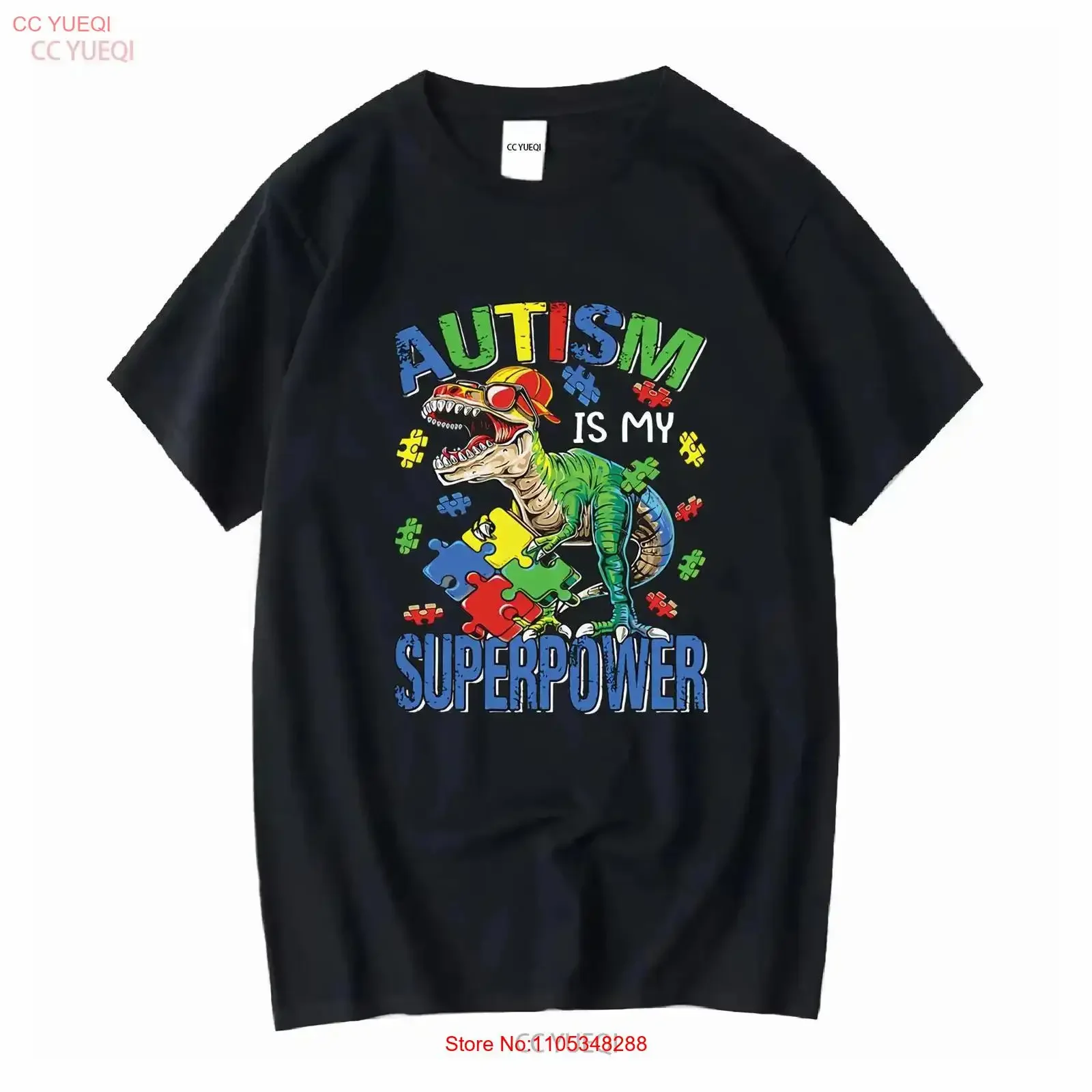T-shirt noir « Dinosaur Rex Autism Is My Superpower Awareness », toutes tailles, vintage, lavé, confortable, polyvalent, mode vintage