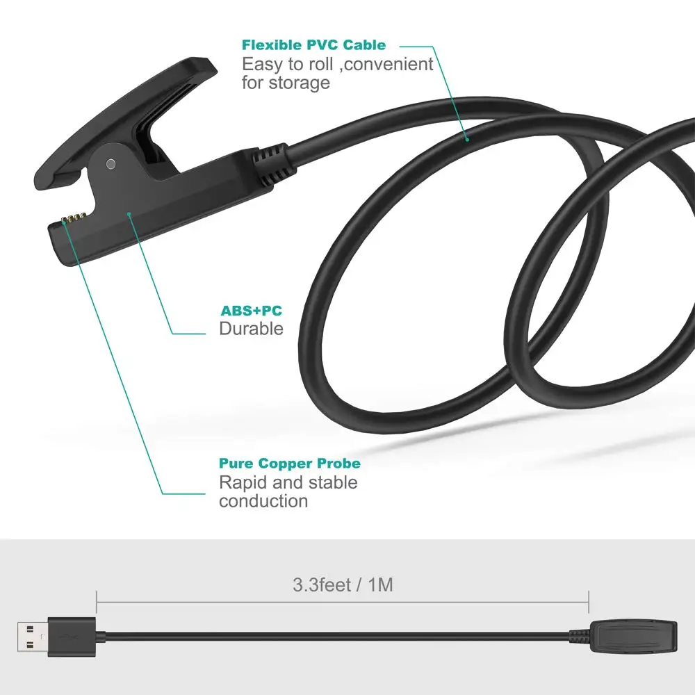 USB Charging Cable Cradle Charger For Garmin Lily Forerunner 35 35J 30 735XT 630 235 645 Vivomove HR Approach S20