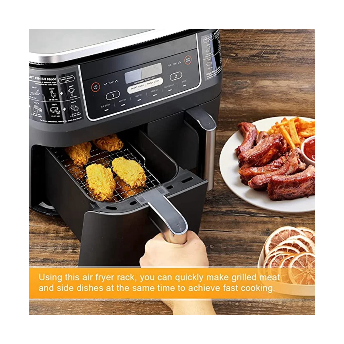 Air Fryer Rack for Ninja Dual Air Fryer 304 Stainless Steel Multi-Layer Dehydrator Rack Toast Rack Air Fryer Accessories