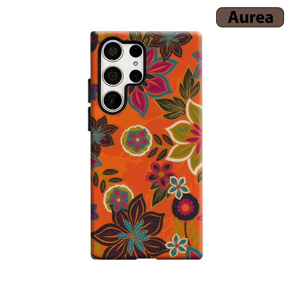 Bohemian Floral Vibrance Phone Case for Samsung Galaxy S25 Ultra S24 S23 Ultra Plus Shockproof Double Layer Tough Back Cover
