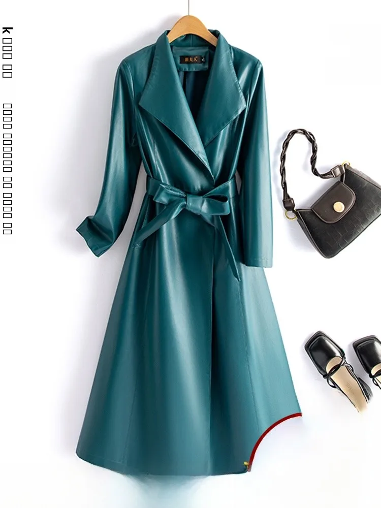 Nuovo Cappotto Invernale da Donna in Pelle di Pecora, Lungo Sopra il Ginocchio, Slim Fit, Antivento, Lunghezza Media