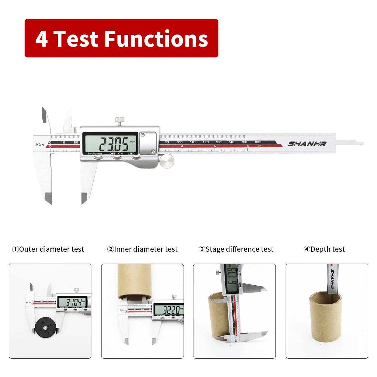 0-150mm Touchscreen Digitaler Messzirkel IP54 Wasserdicht Edelstahl-Schiebemaß mit Auto-Ein/Aus-Funktion & MM/Zoll-Umrechnung – Detail 36