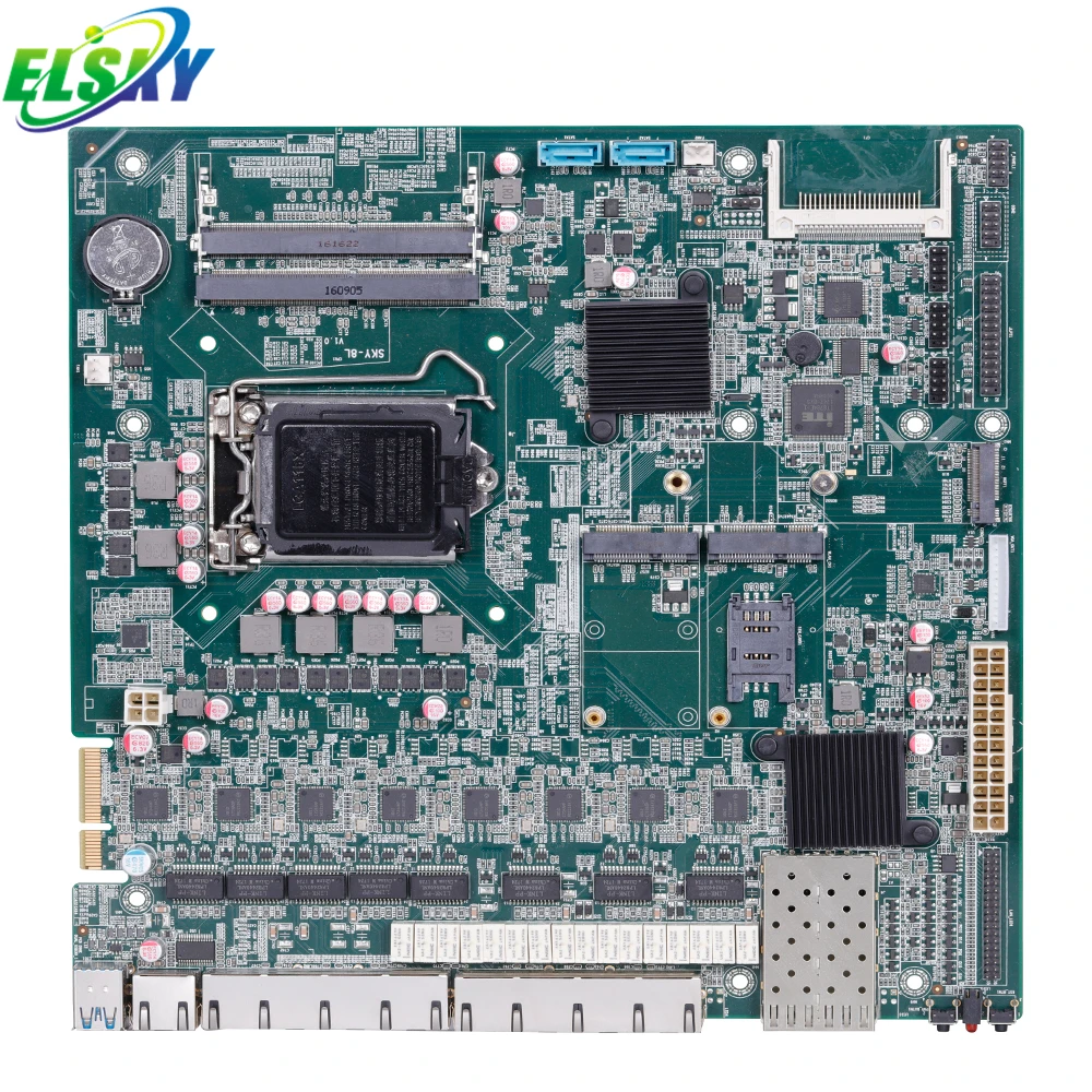 ELSKY 1000M Lan Firewal Lga 1151 Motherboard Socket Supporting  I3 I5 I7 Option 2*DDR4 32GB RAM 4K@60Hz Display I210-AT Gigabit