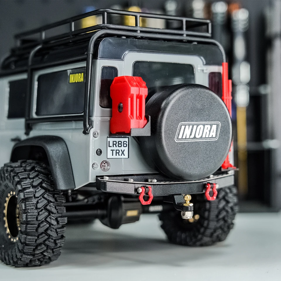 1/18 rcクローラー用injoraCNCアルミニウムフロントリアバンパーtrx4m