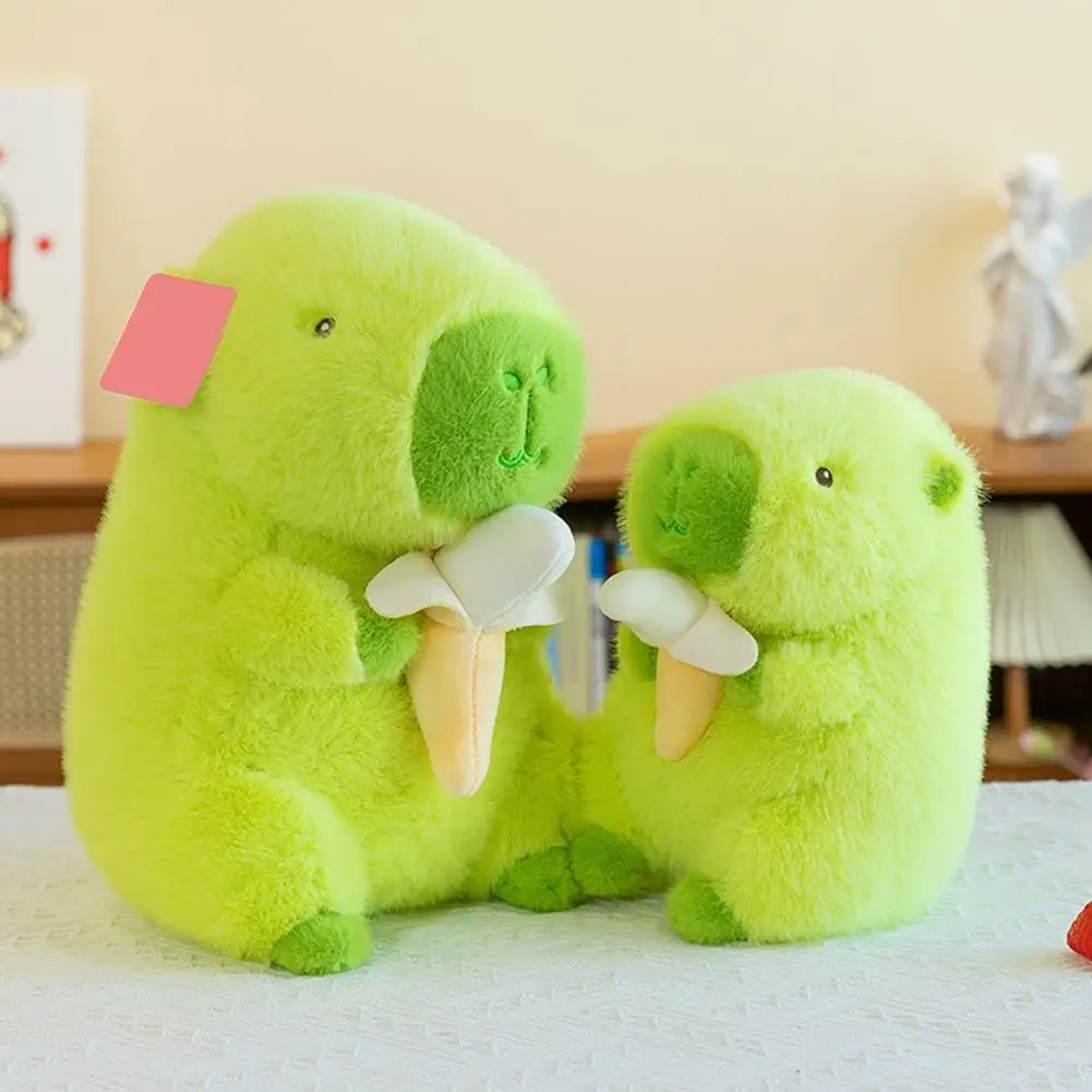 Cute Capybara Stuffed Eye-catching Green Capybara Plush Toy Set 25/35/50cm Stuffed Hugging Banana Pillow for Girls for Christmas