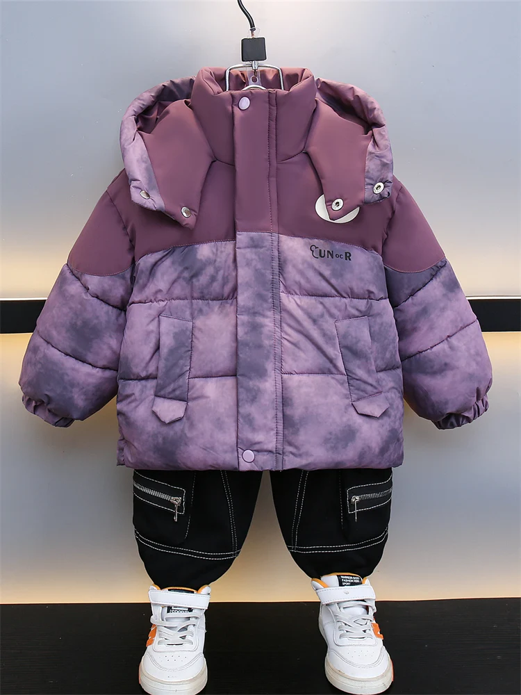 

Куртка для мальчиков из хлопка с капюшоном, осенне-зимняя, теплая, модная, молодежная, приталенная, с декоративными пуговицами