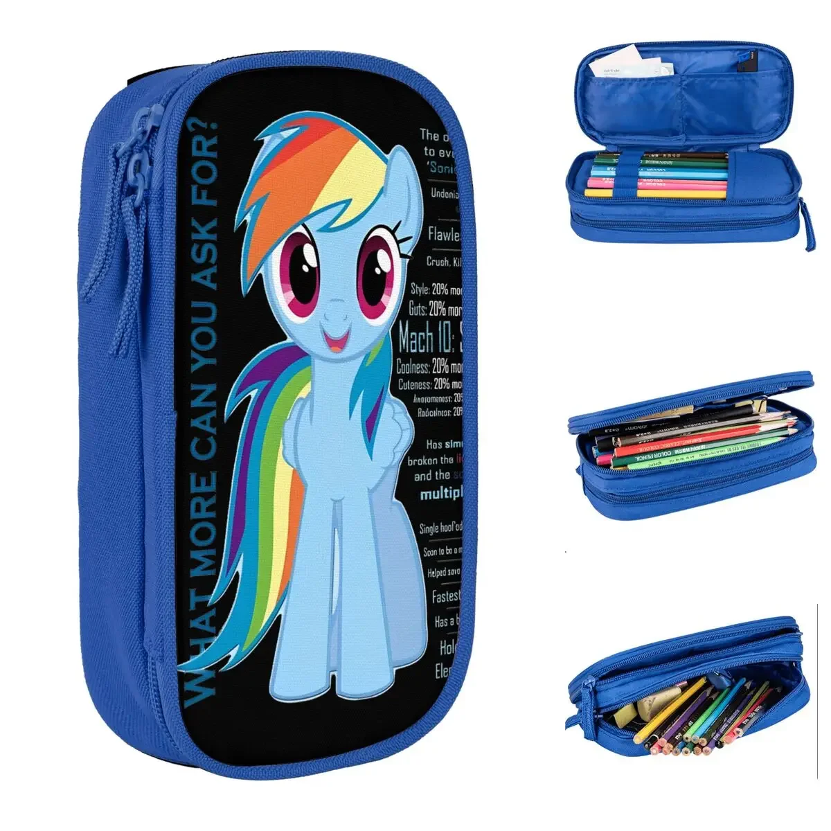

Rainbow Dash Pencil Case New Ponies friendship is magic Pen Holder Bag Kids Large Storage Office Zipper Pencilcases