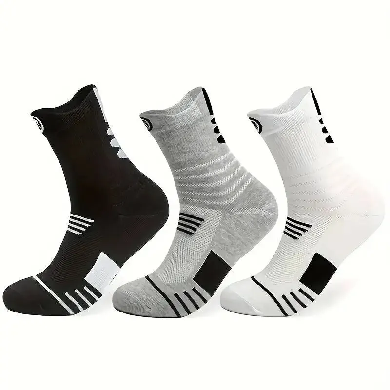 

3 Pairs Men's Comfort Fit Cushion Performance Athletic Crew Socks For Outdoor Sports