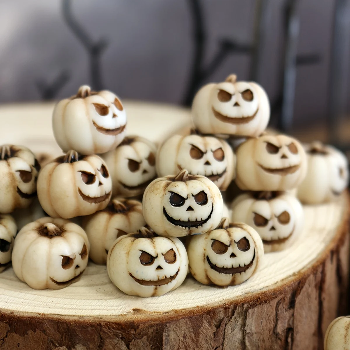 20PCS Halloween Pumpkins, Gothic Pumpkin Heads, Outdoor Garden Bonsai Decoration Pavilions, Fish Tank Halloween Scene Decoration