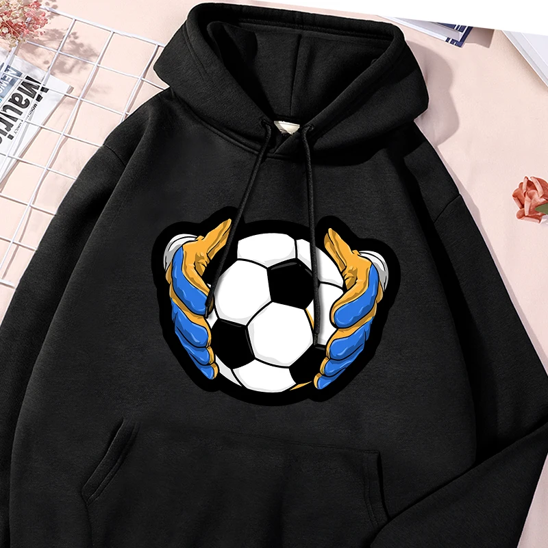 Soccer Print Men Hoodie Harajuku Fleece Comfy Comfortable Sportswear Fashion Crewneck Sweatshirt Vintage Oversize Clothes Male