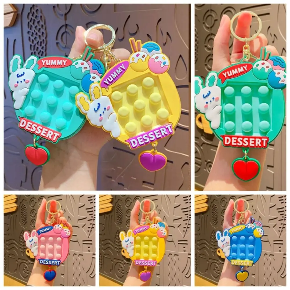 Push Bubble Dimple Toy Keychain Rabbit Key Rings Fidget Toy Keyring Maze Pinch Cartoon Pinch Bubble Toys Keychain Children