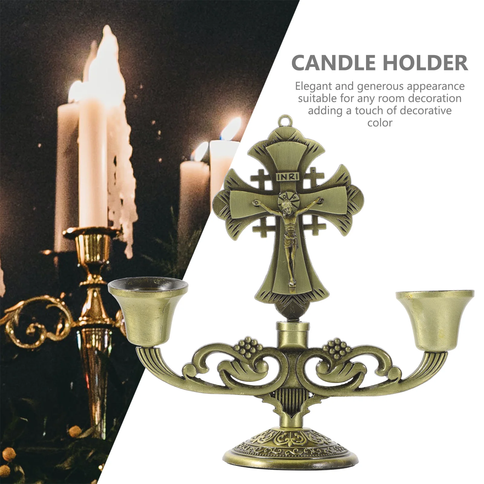 

Double Head Zinc Alloy Holder Creative Candlestick for Birthday Candlelight Dinner Decoration Holder